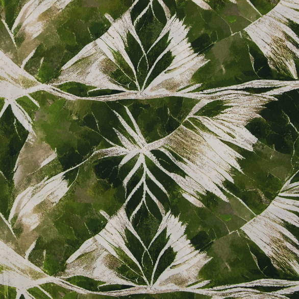 Viscose jacquard groen met abstract patroon